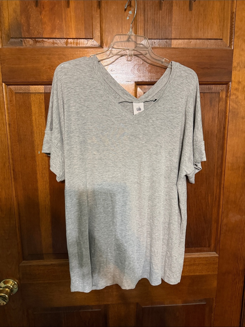 CAbi Light Heather Gray V-Neck Short Sleeve Tee